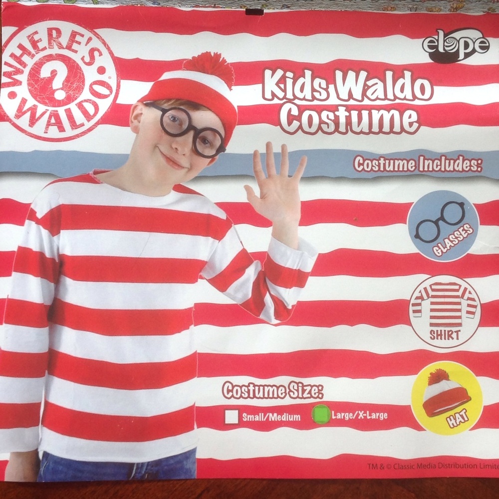 elpeo Kids Waldo Red & White Striped Shirt Costume